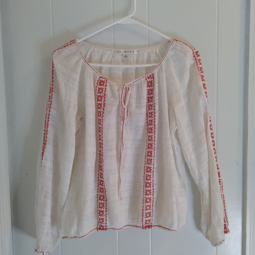 Max Studio White Peasant Blouse